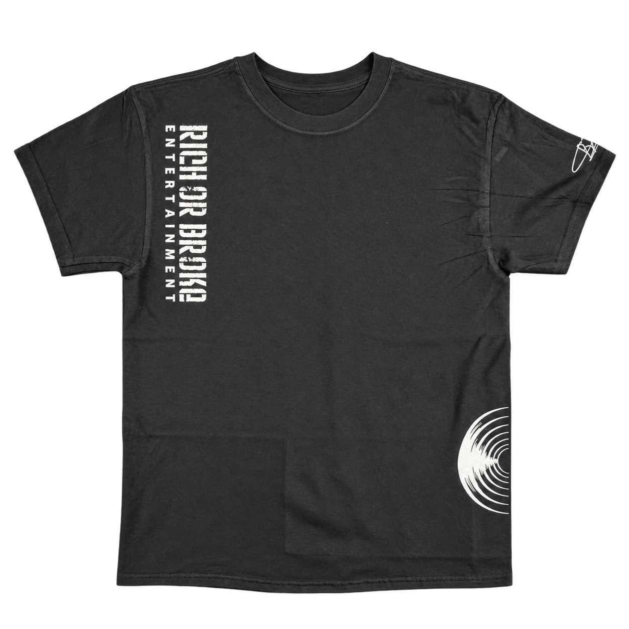 Back of the black Rich Or Broke Entertainment Signature T-shirt